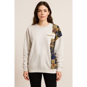 Gmooyd‎ Womens Graphic Sweatshirt Teddy Bear Print Romantic Detail Crewneck XL